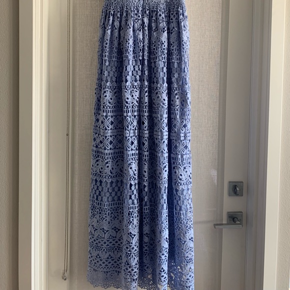 Powder Blue Lace Maxi Dress - Picture 7 of 8
